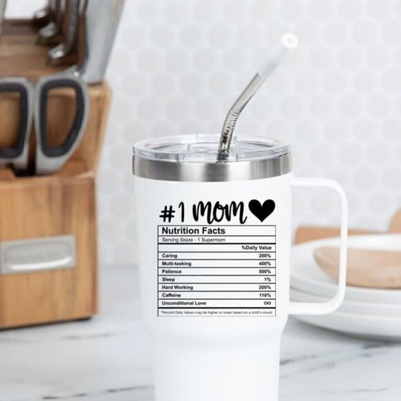 Sandjest Mom Nutrition Facts 20 oz Stainless Steel Tumbler. NWT. Giftable - Picture 5 of 16